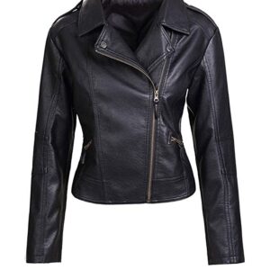 Women's Black Biker Leather Jacket